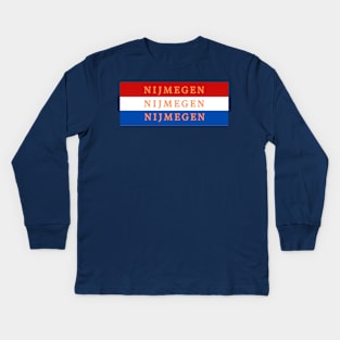 Town of Nijmegen in Netherlands Flag Colors Stripes Kids Long Sleeve T-Shirt